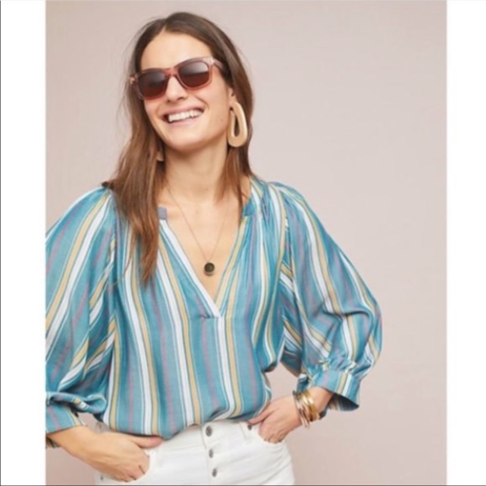 Maeve Anthropologie Byron Peasant Blouse Top